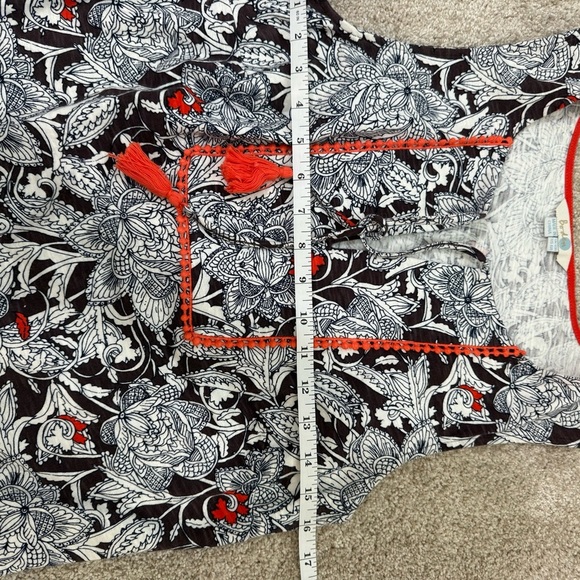 Boden Womens Lana Shift Dress White Black Floral Tassels Tie Front Sleeveless 6R - Picture 9 of 10